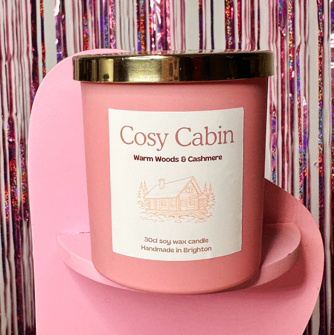 Cosy Cabin - Premium Soy Wax Lidded candle - Warm Woods & Cashmere