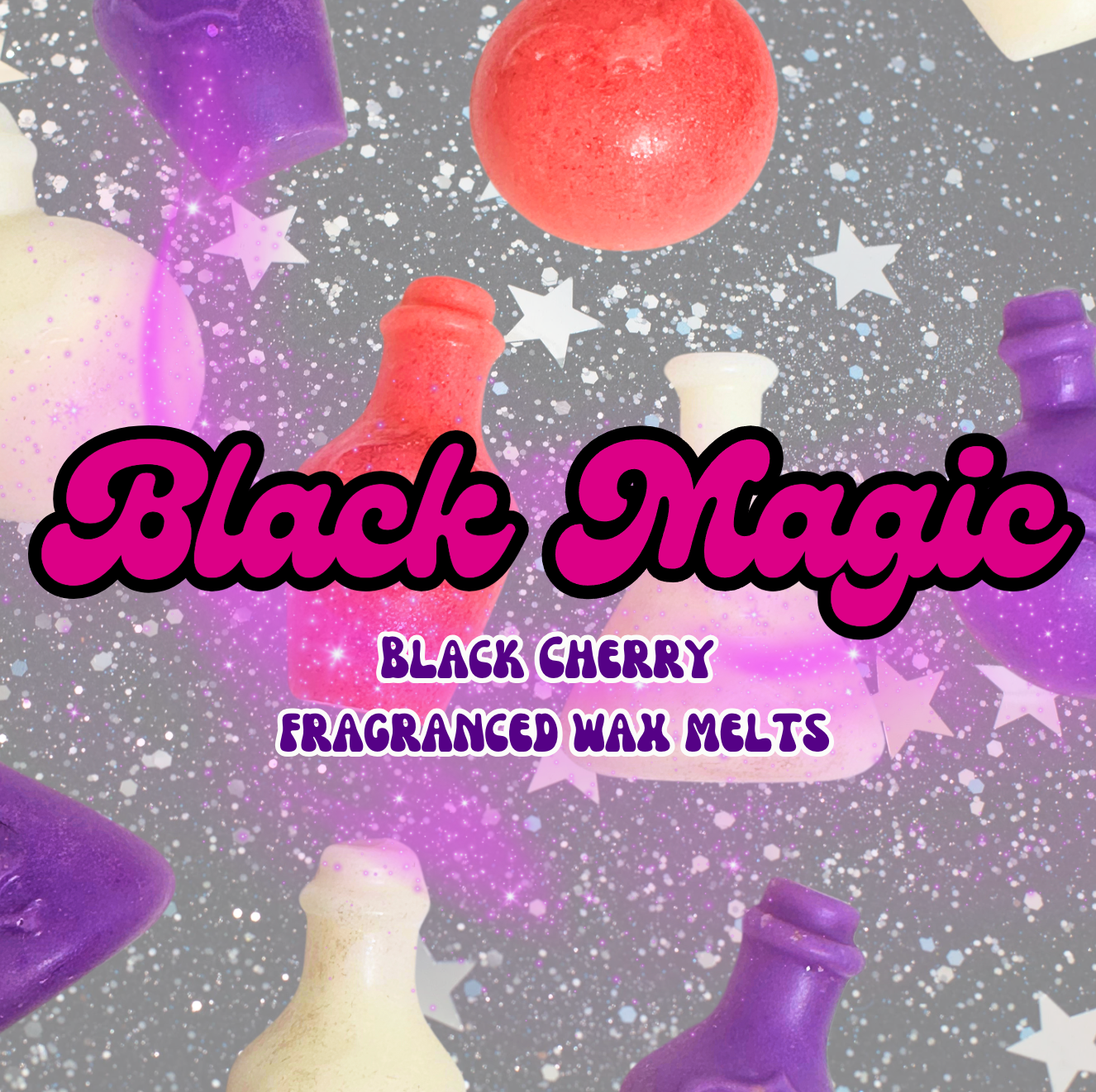 Black Magic - Black Cherry Fragranced Glitter Potion Bottle Wax Melts