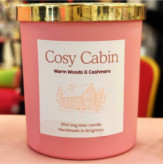 Cosy Cabin  - Premium Soy Wax Lidded candle - Warm Woods & Cashmere