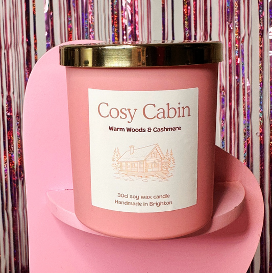 Cosy Cabin  - Premium Soy Wax Lidded candle - Warm Woods & Cashmere