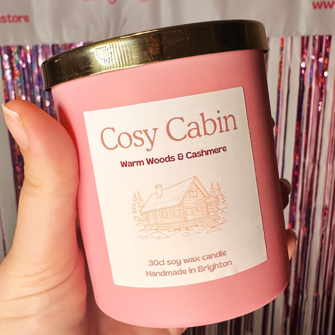 Cosy Cabin  - Premium Soy Wax Lidded candle - Warm Woods & Cashmere