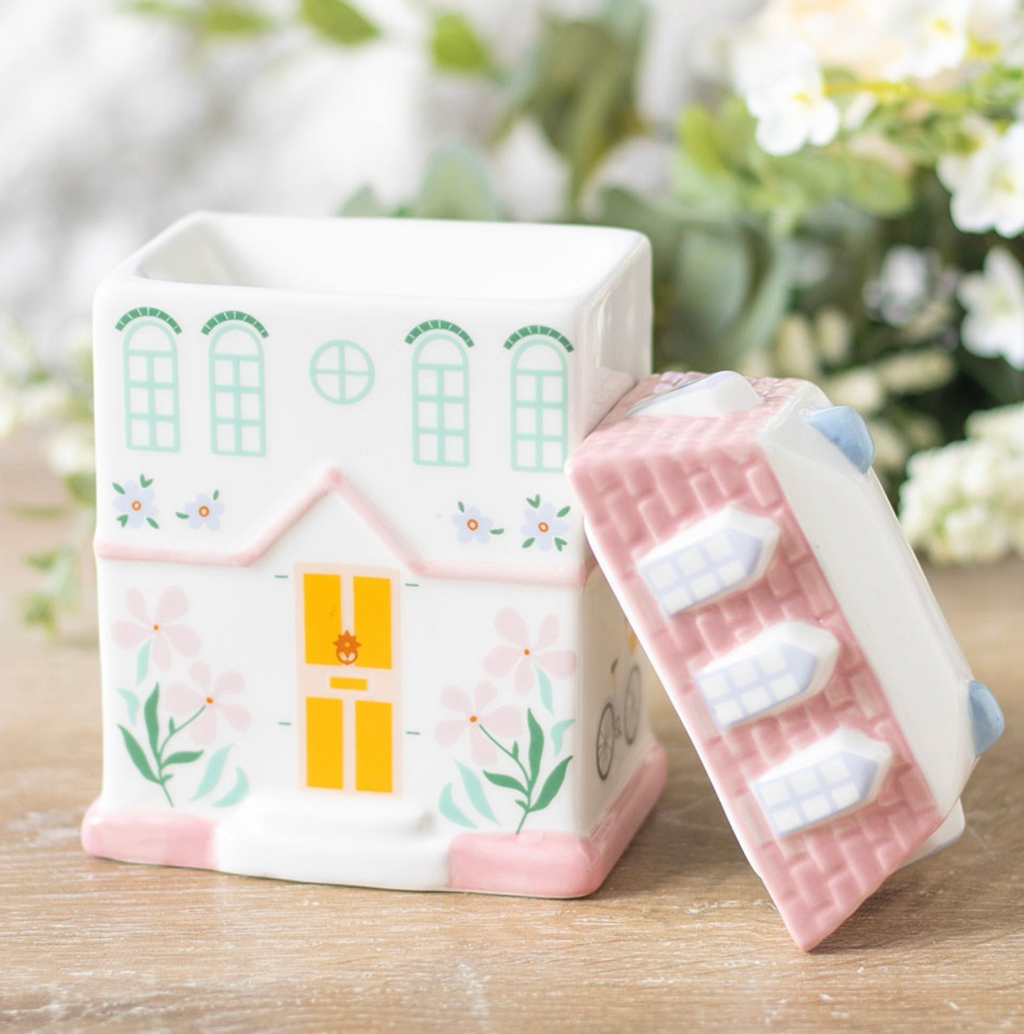 *Pre-Order* Floral Town House Ceramic Wax Burner