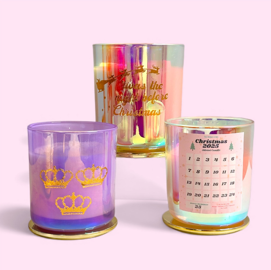 Twas the Night Before Christmas Large Iridescent Jar Candle - Christmas Spiced Fragranced Vegan Soy Wax Candle