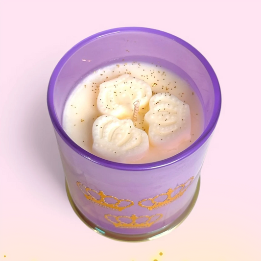 We Three Kings Purple Glass Soy Wax Candle - Frankicense & Myrrh Fragranced Vegan Candle