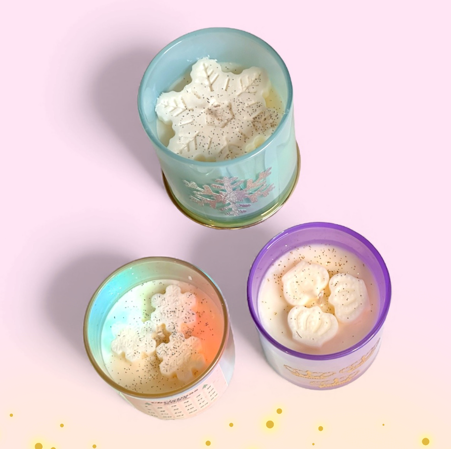 We Three Kings Purple Glass Soy Wax Candle - Frankicense & Myrrh Fragranced Vegan Candle