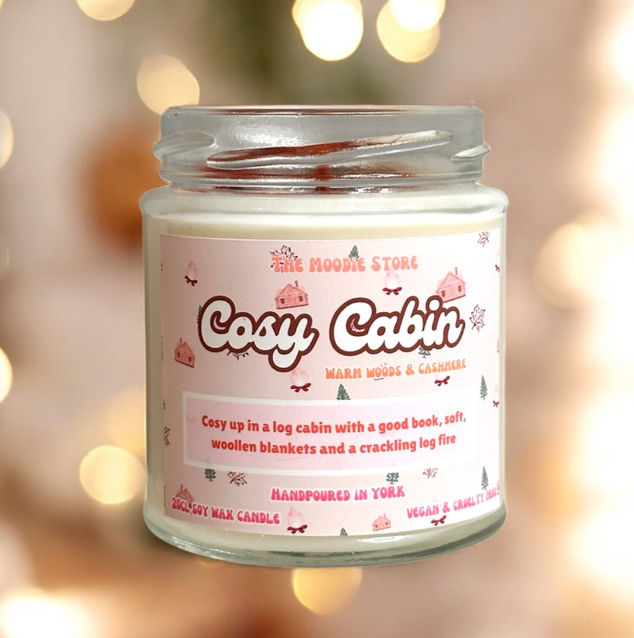 Cosy Cabin Jar Candle - Warm Woods & Cashmere Fragranced Vegan Soy Wax Candle