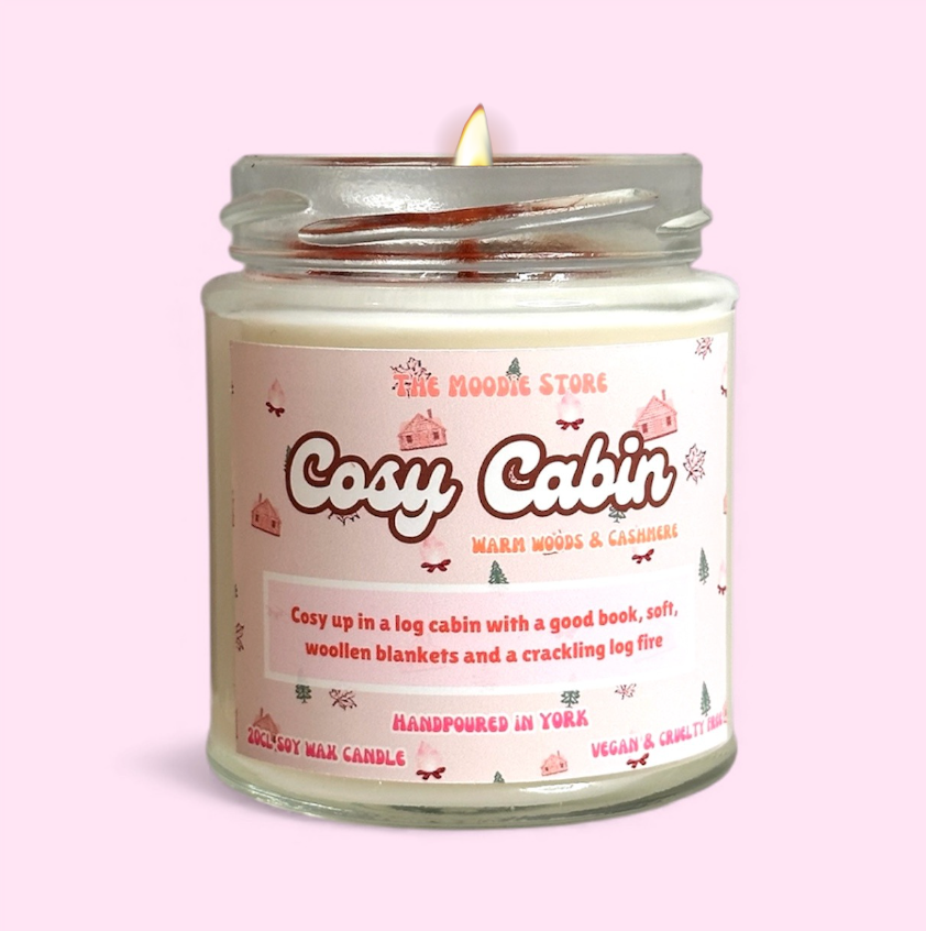 Cosy Cabin Jar Candle - Warm Woods & Cashmere Fragranced Vegan Soy Wax Candle