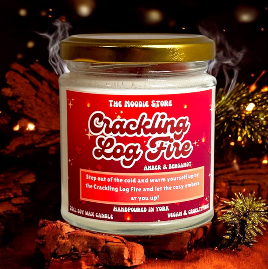 Crackling Log Fire - Amber & Bergamot Fragranced Vegan Soy Wax Candle