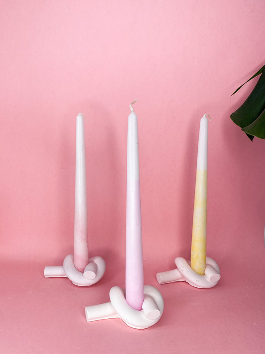 Love Me Knot Pastel Stone Candle Holder